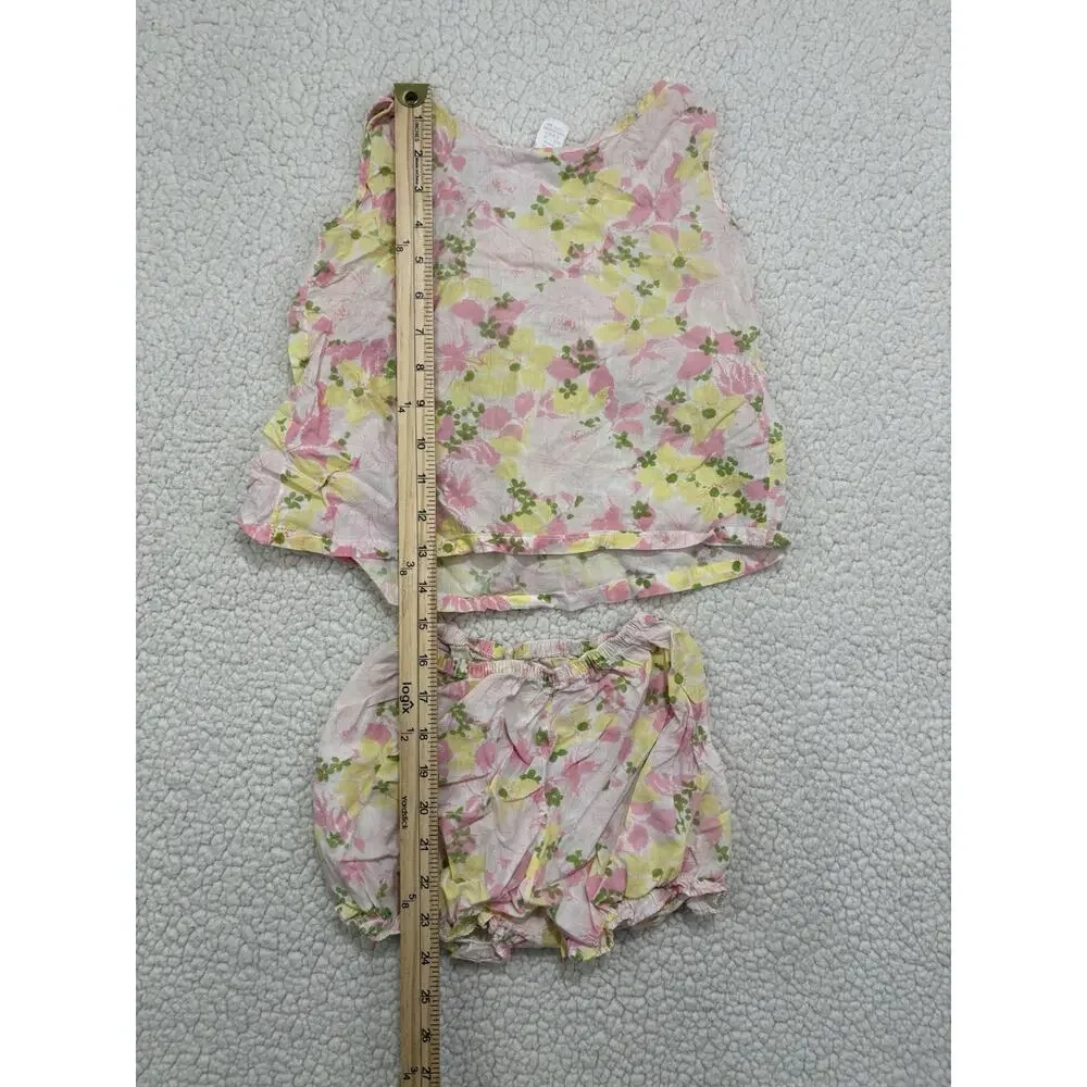 Vintage 60s Girls‎ Sz 6 Cotton Tank Top Bloomers Set Floral Sleepwear Union Made
